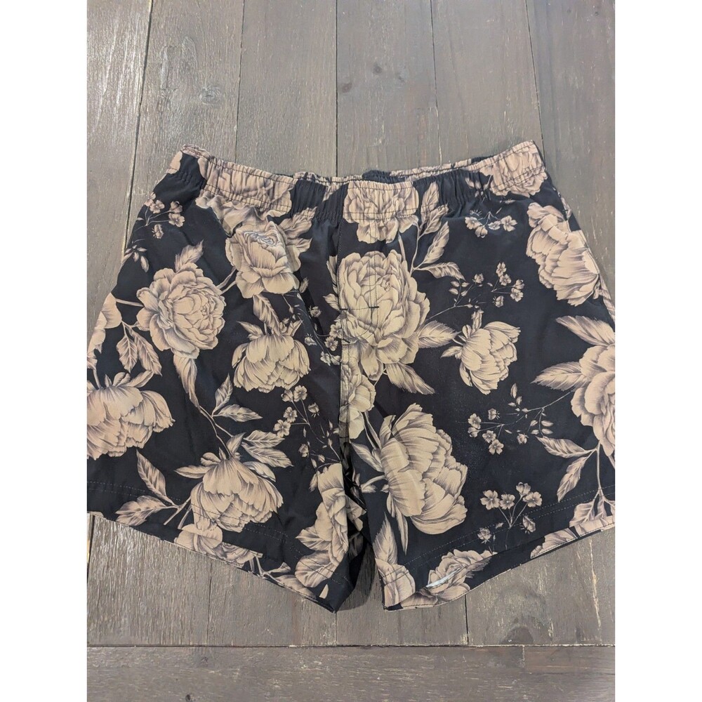 Osklen Mens Floral Black And Tan Floral Drawstring Swim Athleisure Shorts Sz L